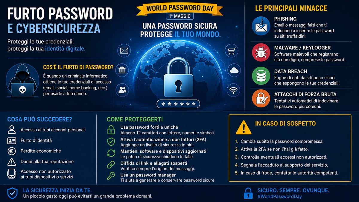 World Password Day: il furto di password colpisce 7 aziende italiane su 10