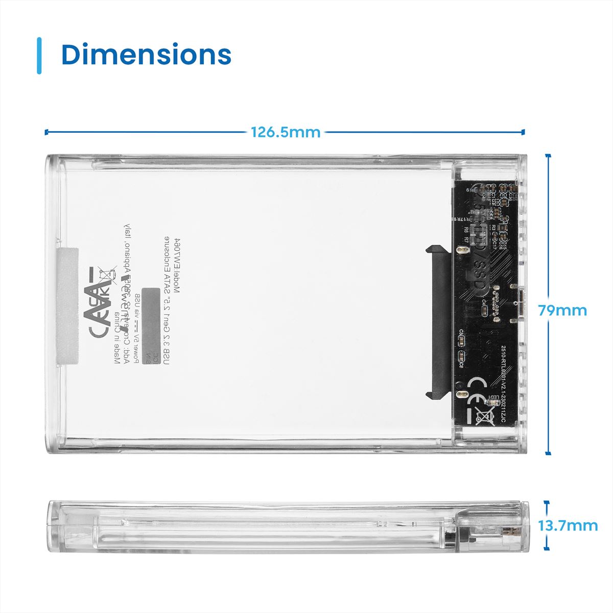 Box per Hard Disk SATA 2.5'' USB 3.2 Gen1, USB-C+A