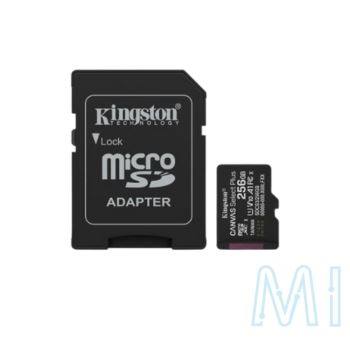 SD-MICRO KINGSTON 256GB Canvas Select Plus Classe 10, UHS-I, U1/U3, video 10/30, A1, READ 150MB/s + ADATTATORE - SDCS3/256GB